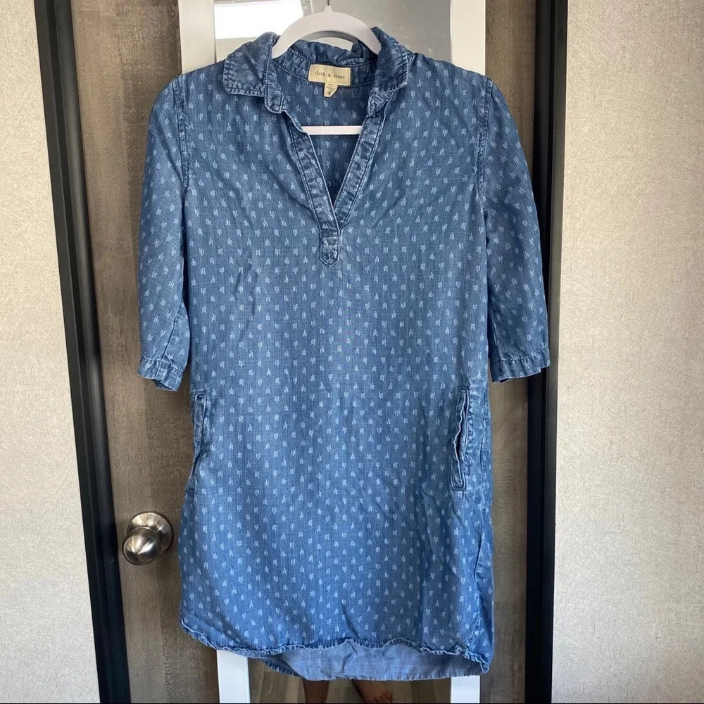 Cloth and Stone Chambray Printed Mini Dress